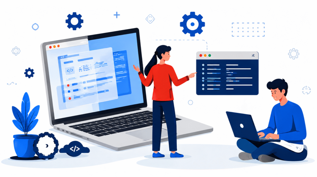 Collaborative Coding Workspace Illustration